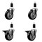 Service Caster 4'' Black Poly Wheel Swivel 1-3/8'' Expanding Stem Caster Set 2 Brakes, 4PK SCC-EX20S414-PPUB-BLK-2-PLB-2-138 - alternate 1